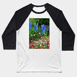 Blue Delphiniums Summer Flowers Baseball T-Shirt